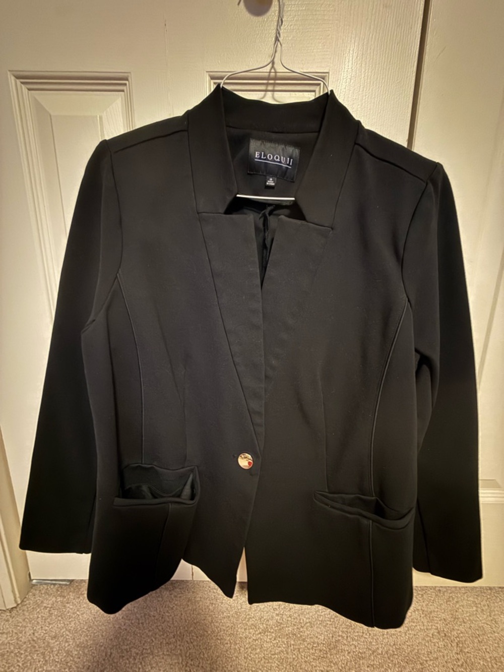 Eloquii Black Blazer Structured Open Front Workwear Jacket